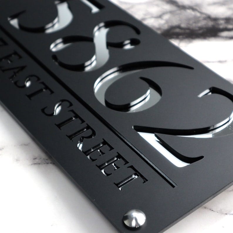 Black and Silver Home Address Plate