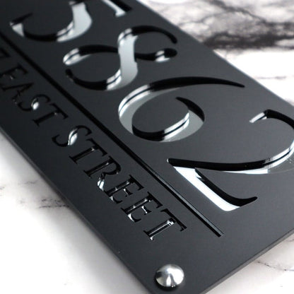 Black and Silver Home Address Plate