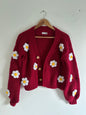 Red daisy crochet cardigan