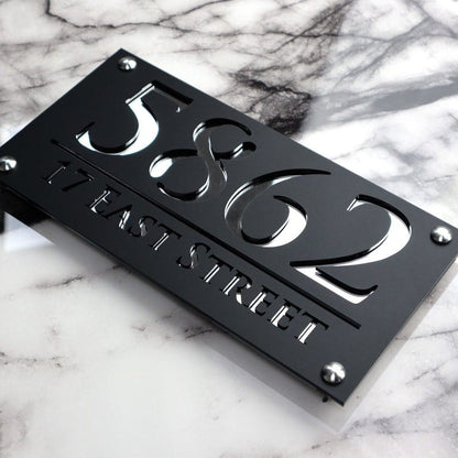 Black and Silver Home Address Plate