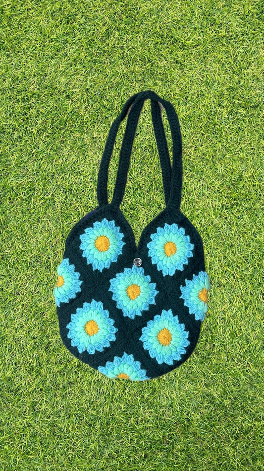 Floral crochet tote bag