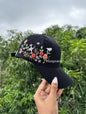 Floral embroidery cap