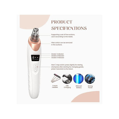 5 in 1 Electric Blackhead Acne Oil Remover Vacuum Suction Face Pore Cleaner Machine