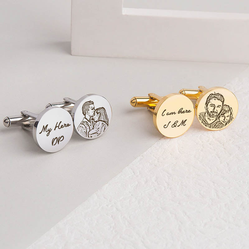 Custom Photo Cufflinks | Stainless Steel Cufflinks | Couple Photo Cufflink | Wedding Gifts For Men