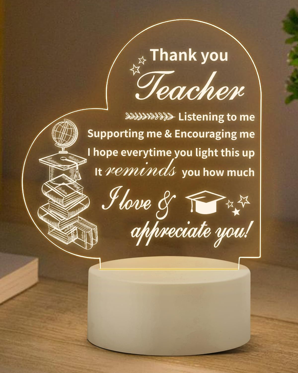 Teachers’ Day Heart Shape Acrylic Lamp